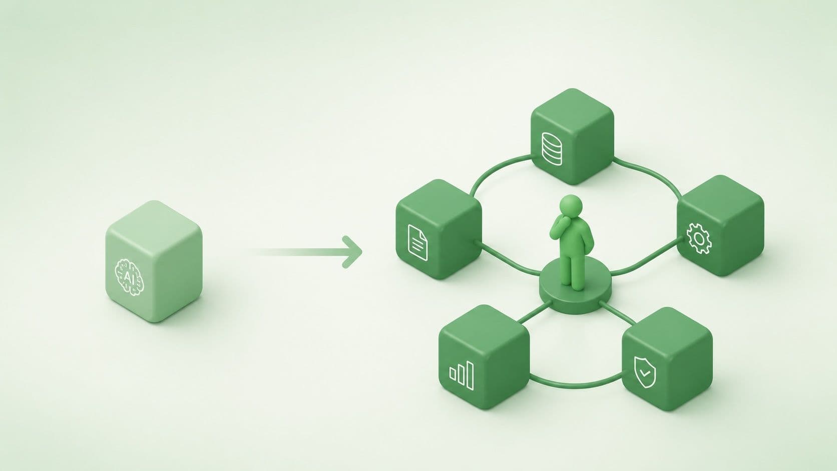 Abstract illustration representing AI workflow orchestration and enterprise system layers